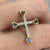 Heart Sapphire & Diamond Cross Pendant Two Tone 18ct 18k Yellow Gold