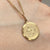 Cupid Coin Pendant Curb Chain Necklace 9ct 9k Yellow Gold 18"