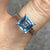 Blue Topaz Cabochon Top & Diamond Accent Ring 9ct 9k White Gold - Size N