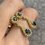 Sapphire & Diamond Cluster Drop Stud Earrings 18ct 18k Yellow Gold