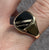 Black Enamel Stripe Signet Ring 9ct 9k Yellow Gold  - Size T