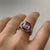 Pink Topaz Emerald-Cut Solitaire Ornate Ring 9ct White Gold - Size N 1/2