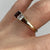 Garnet & CZ Trilogy Square Cut Ring 9ct 9k Yellow Gold  - Size L 1/2