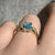 Blue Topaz With Diamond Accent Art Deco Style Ring 9ct Yellow Gold  - Size J 1/2