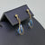 Blue Crystal Teardrop Stud Drop Earrings 9ct 9k Yellow Gold