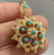 Antique Seed Pearl & Turquoise Daisy Floral Brooch Pendant 15ct 15k Yellow Gold