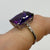 Purple Pink Synthetic Sapphire & Diamond Ornate Ring 9ct 9k White Gold - Size M