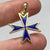 Blue Maltese Cross Pendant 18ct 18k Yellow Gold