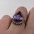 Pear Cut Amethyst With Diamond Halo Ring 9ct 9k Yellow Gold - Size K