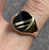 Black Enamel Stripe Signet Ring 9ct 9k Yellow Gold  - Size T