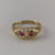 Diamond & Flame Fusion Ruby Antique Ring 18ct 18k Yellow Gold - Size M 1/2