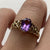 Amethyst Solitaire Shoulder Detail Ring 9ct 9k Yellow Gold  - Size M