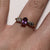 Amethyst Solitaire Diamond Shoulder Accents Ring 9ct 9k Yellow Gold - Size L