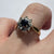 Diamond & Sapphire Daisy Flower Cluster Ring 9ct 9k Yellow Gold  - Size L 1/2