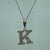 CZ Letter K Pendant 9ct 9k Yellow Gold