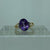 Amethyst Oval Cut Ornate Diamond Accents Ring 9ct 9k Yellow Gold  - Size N