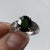 Green Tourmaline Solitaire Detailed Shoulder Ring 9ct 9k White Gold - Size N