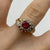 Ruby Lab Grown & Diamond Heart Cluster Ring 9ct 9k Yellow Gold - Size L