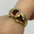 Garnet Ornate Gypsy Band Ring 9ct 9k Yellow Gold - Size S 1/2