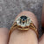 Sapphire & Diamond Halo Cluster Ring 9ct 9k Yellow Gold - Size N 1/2