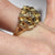 Nugget 70s Style Cluster Florentine Finish Statement Ring 9ct 9k Yellow Gold  - Size T