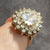 Ornate CZ Pear Halo Cluster Ring 9ct 9k Yellow Gold - Size U