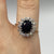 Sapphire & CZ Halo Cluster Ring 9ct 9k Yellow Gold - Size T