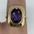 Retro Alexandrite Synthetic Bezel Set Cocktail Ring 9ct 9k Yellow Gold - Size O