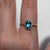 Antique Blue Zircon & Diamond Platinum Set Ring 18ct 18k Yellow Gold - Size O