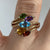 Tsavorite Amethyst Blue Topaz Citrine Garnet Ring 9ct 9k Yellow Gold - Size L