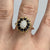 Opal & Sapphire Halo Cluster Scallop Rope Edge Ring 9ct 9k Yellow Gold  - Size N