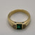 Emerald Lab Created & Diamond Cluster Ring 18ct 18k Yellow Gold  - Size N