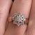 Diamond Cluster Thick Shoulder Daisy Flower Ring 9ct 9k Yellow Gold - Size L