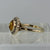 Amber & CZ Halo Cluster Ring 9ct 9k Yellow Gold - Size P 1/2