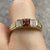 Garnet Diamond .75ct Princess Textured Band Ring 9ct 9k Yellow Gold - Size V