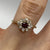 Garnet & CZ Daisy Flower Ring 9ct 9k Yellow Gold - Size K 1/2