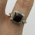 Garnet & Diamond Square Halo Accent Ring 9ct 9k Yellow Gold - Size P