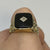 Onyx & Diamond Textured Shoulder Signet Ring 9ct 9k Yellow Gold - Size W