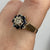 Sapphire & Diamond Daisy Flower Cluster Ring 9ct 9k Yellow Gold  - Size P