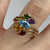 Tsavorite Amethyst Blue Topaz Citrine Garnet Ring 9ct 9k Yellow Gold - Size L