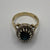 Sapphire & Diamond Halo Cluster Ring 9ct 9k Yellow Gold - Size K 1/2