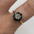 Sapphire & Diamond Daisy Flower Cluster Ring 9ct 9k Yellow Gold - Size N