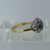 Blue Topaz Trilogy & Diamond Halo Ring 18ct Yellow Gold  - Size K