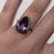 Pear Cut Amethyst With Diamond Halo Ring 9ct 9k Yellow Gold - Size K