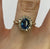 Blue Topaz & Diamond .20ct Halo Cluster Ring 9ct 9k Yellow Gold - Size K