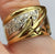 Diamond 0.05ct Chunky Lightening Bolt Ring 18ct 18k Yellow Gold  - Size L 1/2