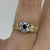 Sapphire & Cubic Zirconia Daisy Flower Ring 9ct 9K Yellow Gold - Size J