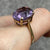 Amethyst Ornate Cocktail Oval Solitaire Ring 9ct 9k Yellow Gold  - Size P 1/2