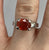 Orange Pink Sapphire Oval Claw Diamond Accents Ring 18ct 18k White Gold - Size M