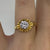 Retro Sunburst Diamond Unique Ring 18ct 18k Yellow Gold & Platinum - Size M